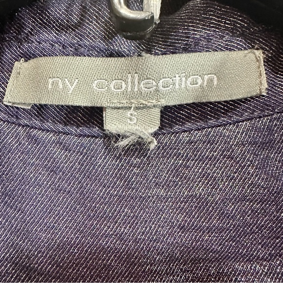 ny collection Shiny Navy Half Button Collared Long Sleeve with Rolled Cuffs Sml - Picture 5 of 8